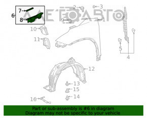 Seal wing hood-wing left Toyota Highlander 20-