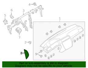 Front panel trim side left VW Jetta 11-18 USA black