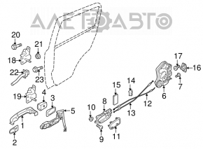 Upper rear left door hinge for Suzuki Kizashi 10-15