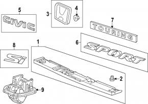 Trunk lid number plate light strip Honda Civic XI FE/FL 22-