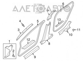 Door seal rear right Nissan Altima 13-18