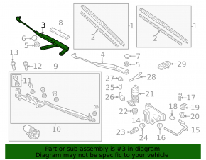 Right wiper arm VW Touareg 11-17