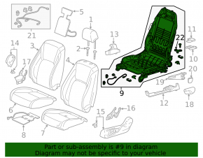 Honda Clarity 18-21 USA driver's seat slide, mechanical, frameless