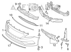 Lower grille of the front bumper Hyundai Sonata 15-17 SE fractures