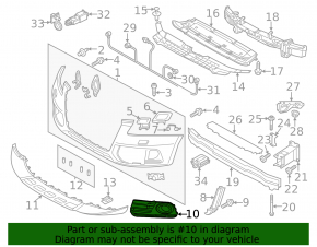 Lower grille front bumper left Audi Q5 8R 13-17 rest chrome under fog lights