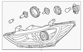 Front right headlight complete Hyundai Elantra AD 17-18 prerest LED, without corrector