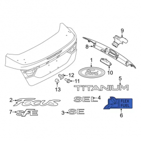 FLEX FUEL emblem for tailgate Ford Focus mk3 15-14 rest 5d