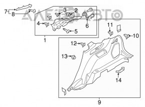 Rear pillar trim right Ford Edge 15-18 gray for speaker