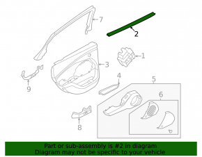 Inner glass seal for rear left door Ford Mustang Mach-E 21-26