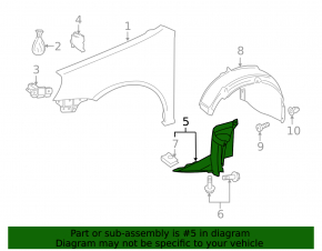 Front left fender liner, front part, VW Golf 10-14