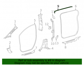 Door seal rear left upper Toyota Sienna 21-25