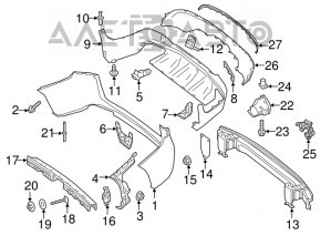 Rear bumper mount outer left Mercedes GLC 16-19
