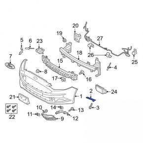 Front bumper mount on wing left Ford Fusion mk5 17-20