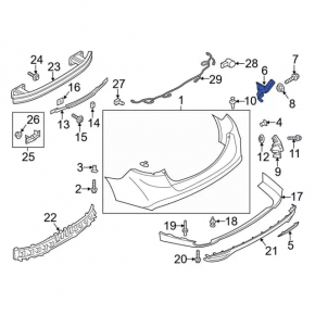 Front bumper mount on wing left Ford Fusion mk5 17-20