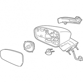 Right side mirror assembly for Ford Fusion mk5 19-20, 5 pins, heated, BSM, blue, scratches