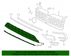 Lower grille of front bumper VW Atlas 18-20 with chrome molding for parking sensors, R-Line