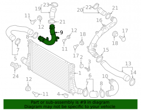 Right intercooler pipe second VW Atlas 24-25 2.0T under the sensor, plastic