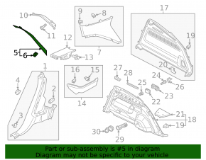 Upper right rear pillar trim for Audi Q8 19-26 front, black