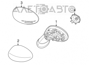 Right side mirror assembly Mini Cooper Clubman R55 07-14 electric folding, auto-dimming