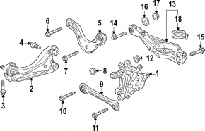 Lower arm under spring rear left Honda CRV 23- FWD