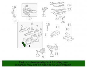 Lower reinforcement for the left wing apron of a Toyota Venza 09-15