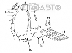 Left upper center pillar trim for Lexus RX300 98-00 gray