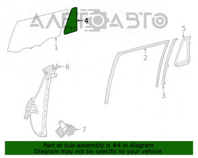 Door glass triangle rear left Toyota Highlander 20- tinted