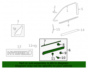 Lower front right door trim for Toyota Highlander 2014-2019