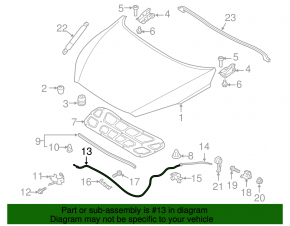 Kia Sorento 16-20 front hood release cable