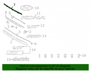 Trunk door molding Hyundai Kona 18-23