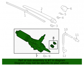 Windscreen wiper trapezoid with motor rear Porsche Cayenne 958 11-14