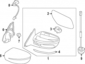 Right side mirror assembly for Nissan Rogue 14-16, 11 pins, camera, turn signal, heated