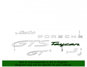 The Taycan emblem on the tailgate of the Porsche Taycan 20-26 is glossy black.
