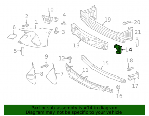Front bumper upper reinforcement bumper stop right Toyota Prius 50 Prime 17-22