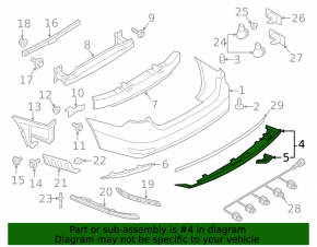 Rear Bumper Lip VW Jetta 15-18 USA Structure, Without Cap