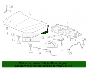 Left hood hinge for Acura MDX 2021-2025