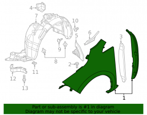 Front right wing Nissan Leaf 13-17