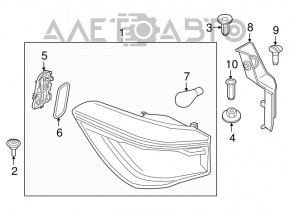 BMW X1 F48 16-19 LED outer wing light, left, scratches, cracks under the glass