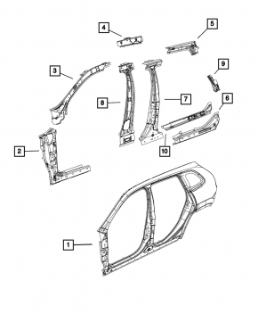 Body pillar central left Jeep Cherokee KL 14-23 sawed off