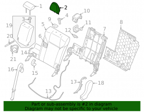 Rear left headrest, 2nd row, Mitsubishi Outlander 22-25, black leather, gray stitching