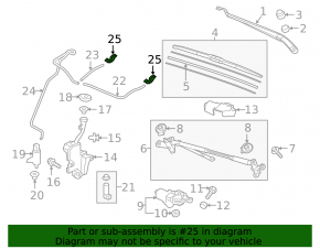 Left windshield washer nozzle for Honda Pilot 16-22