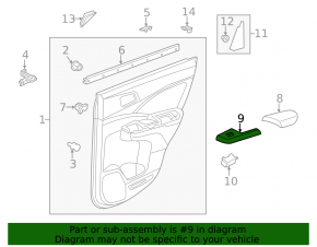 Rear left window lift control trim Honda CRV 12-16 black with gray