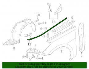 Front right fender molding for Hyundai Azera 12-17