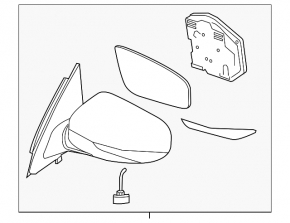 Right side mirror complete Infiniti JX35 QX60 16-20 rest 17 pins, camera, heating, turn signal, white