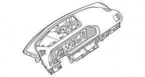 Torpedo front panel with AIRBAG Mercedes W167 GLE 20-23 dark gray leather, without projection, rusty squib