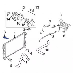 Upper right radiator bracket Ford Flex 09-19 plastic