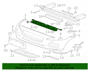 Front Bumper Bracket Central Jaguar F-Pace X761 17-20