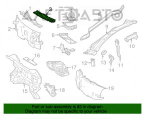 Right plastic windshield wiper grille for Mercedes CLA 14-19