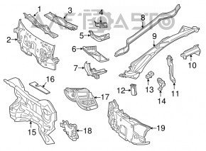 Right plastic windshield wiper grille for Mercedes CLA 14-19