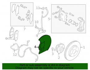 Front left brake disc cover for Nissan Leaf 13-17